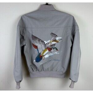 Vintage 80s 90s Cloud Dancers Ducks Graphic Bomber Jacket / Size Medium